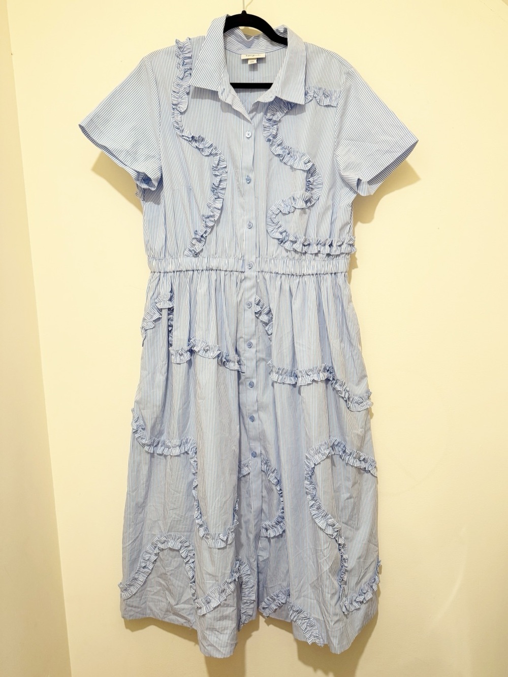kate spade Light Blue Ruffle-Trim Midi Shirt Dress